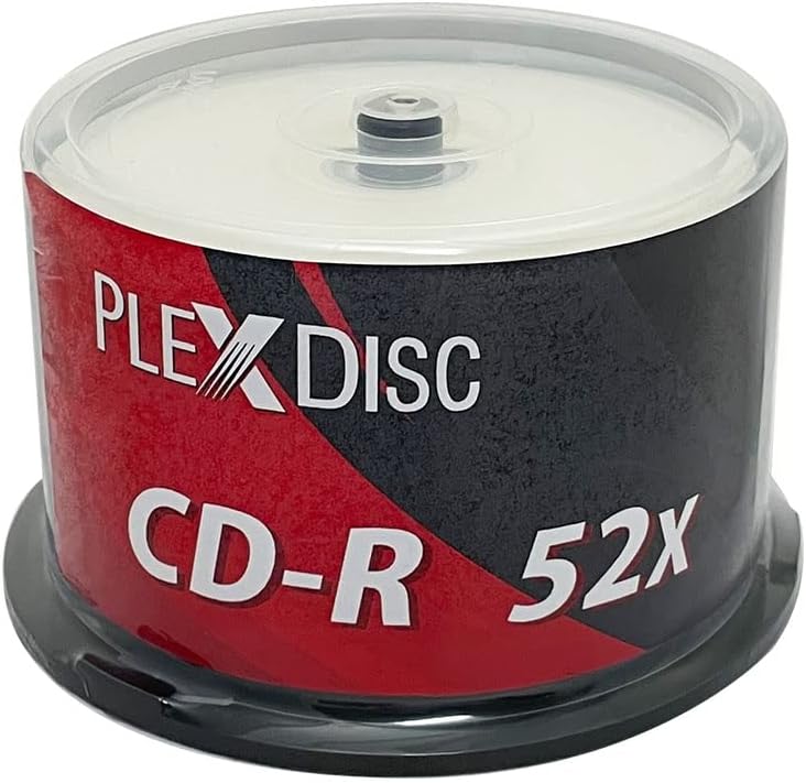 PlexDisc TY Series Blue CD-R 52X 700MB White Inkjet Hub Printable Recordable Media - 50pk Cake Box 66N-214-Y-BX, 50 Discs - Image 1
